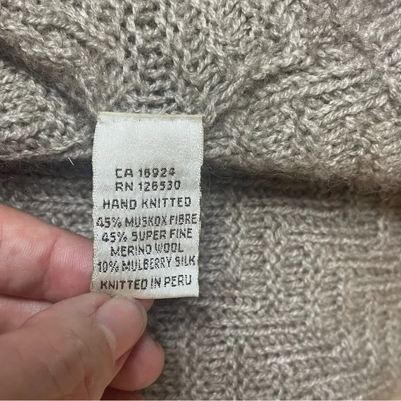 Qiviuk Joel Woman Qiviut/Merino/Silk Zip-Front Cardigan Sweater L - Picture 9 of 10